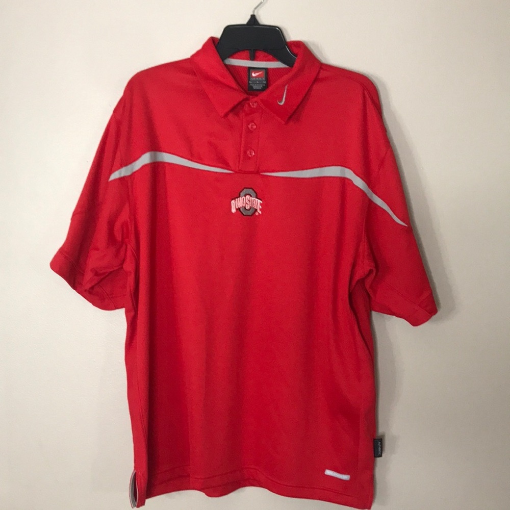 Nike team Ohio state red polo shirt size large